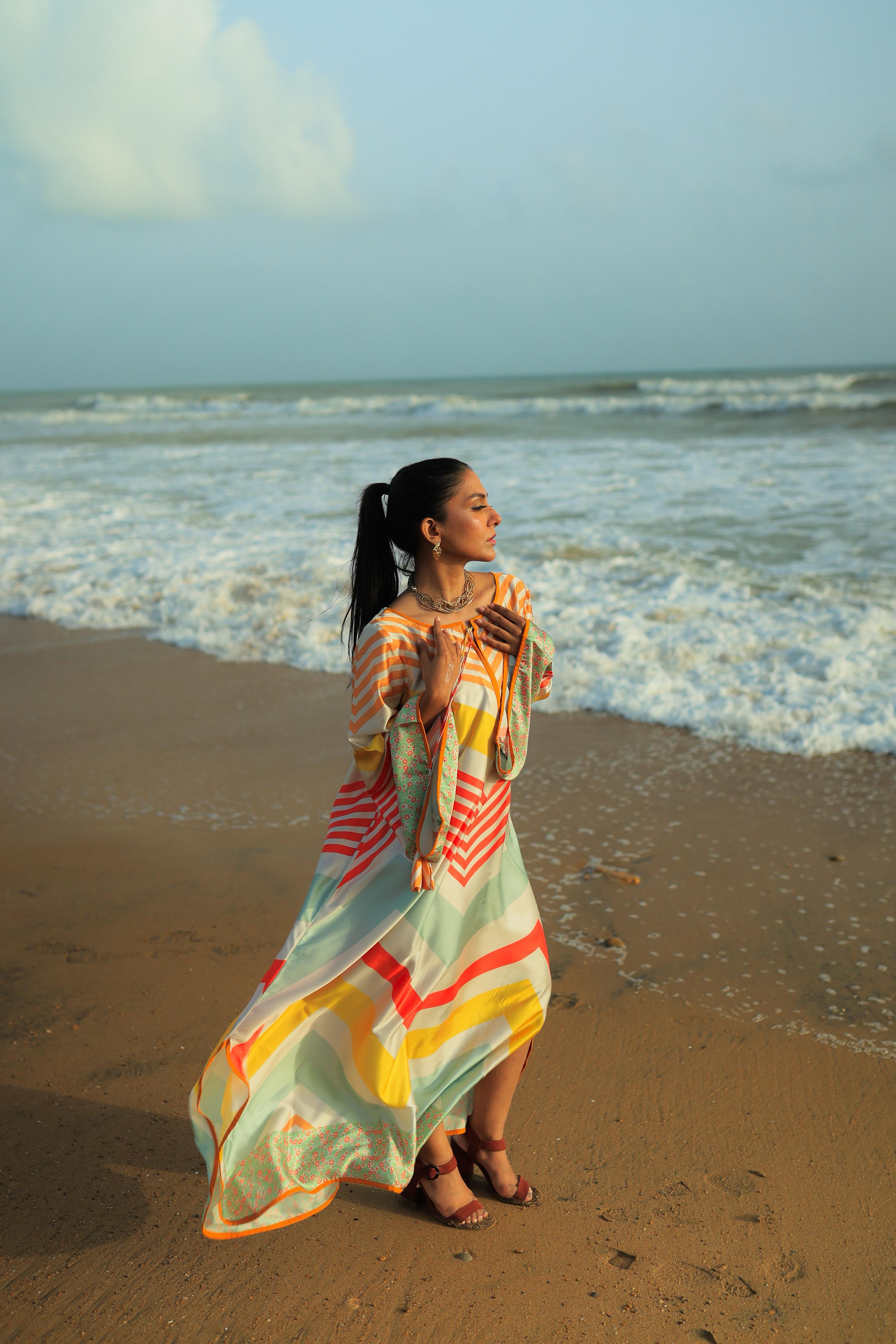 Island Drape Silk Kaftan